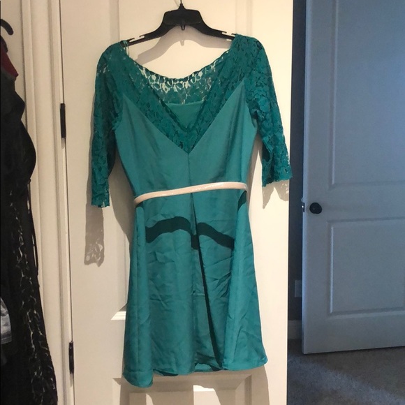 Teal lace top skater dress - Picture 2 of 3